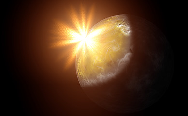Image showing moon with Rising Sun