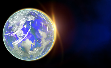 Image showing Earth with Rising Sun i