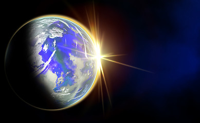 Image showing Earth with Rising Sun i