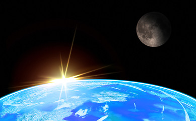 Image showing Earth with Rising Sun