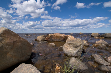 Image showing Sea, stone, sky