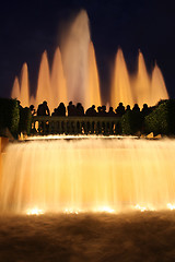 Image showing tourists photographing fountain in city Barcelona, Spain