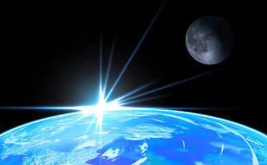 Image showing Earth with Rising Sun