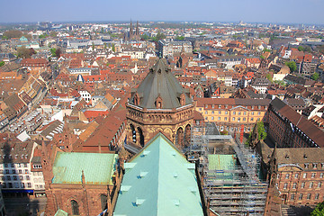 Image showing Colorful roof tops of Strasbourg