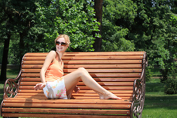 Image showing Beautiful woman  enjoying the sun