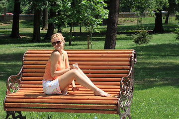 Image showing Beautiful woman  enjoying the sun