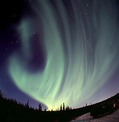 Image showing Aurora moving along the horizon