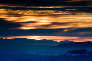 Image showing Winter sunset with blurred horizon