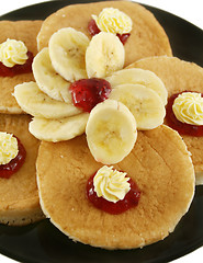 Image showing Jam And Butter Pancakes