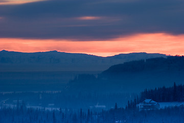 Image showing Winter sunset with blurred horizon