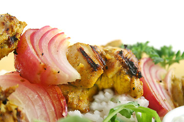 Image showing Chicken And Onion Tandoori Skewers