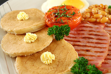 Image showing Pancakes And Bacon Breakfast