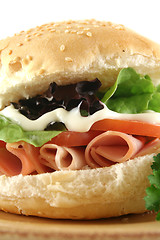 Image showing Ham And Salad Roll