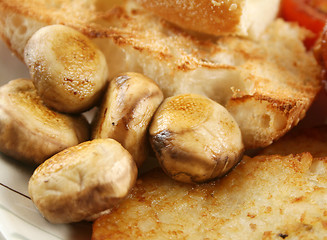 Image showing Button Mushrooms And Toast