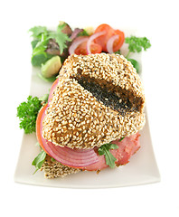 Image showing Wholegrain Pastrami Salad Roll
