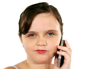 Image showing Suspicious Child With Cell Phone