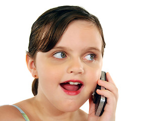 Image showing Surprised Child With Mobile