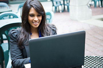 Image showing Indian businesswoman with laptop