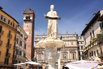Image showing Fountain Lady Verona in Piazza delle Erbe in Verona