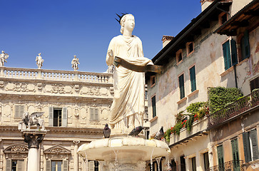 Image showing Fountain Lady Verona in Piazza delle Erbe in Verona