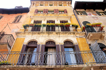 Image showing facade in Piazza delle Erbe in Verona