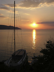 Image showing Boat at Sunset