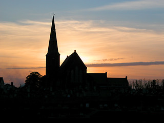 Image showing Church Silhouette at Sunset