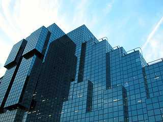 Image showing Looking Up a Glassy Highrise