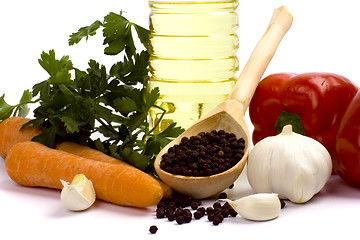 Image showing vegetables and oil closeup