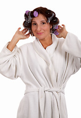 Image showing Woman in rollers