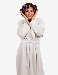 Image showing Woman in rollers