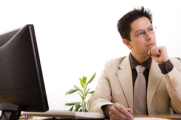 Image showing businessman working at his office 