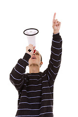 Image showing shouting at the megaphone