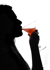 Image showing woman drinking cocktail
