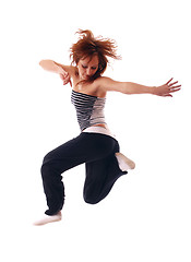 Image showing attractive teenage dancing over white background