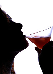 Image showing woman drinking cocktail