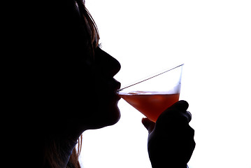 Image showing woman drinking cocktail