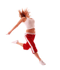 Image showing attractive teenage dancing over white background