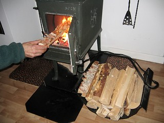 Image showing Making a fire