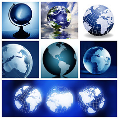 Image showing Collage with globes