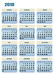 Image showing 2010 Year calendar