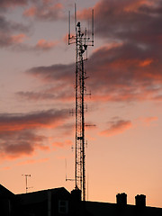 Image showing Antenna and Red Sky