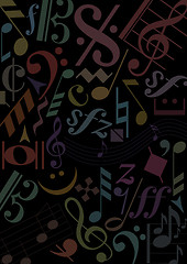 Image showing music signs on black background