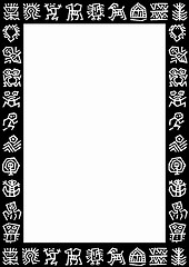 Image showing white frame with black border and white mystic signs