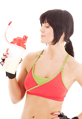 Image showing fitness instructor with protein shake