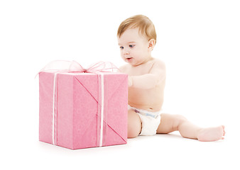 Image showing baby boy with big gift box