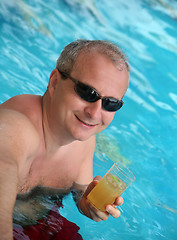 Image showing Mature man in the pool