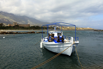 Image showing Fishing boat and castle