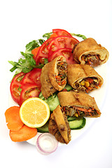 Image showing Chinese style vegetable spring rolls