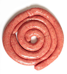 Image showing Raw boerewors sausage coil